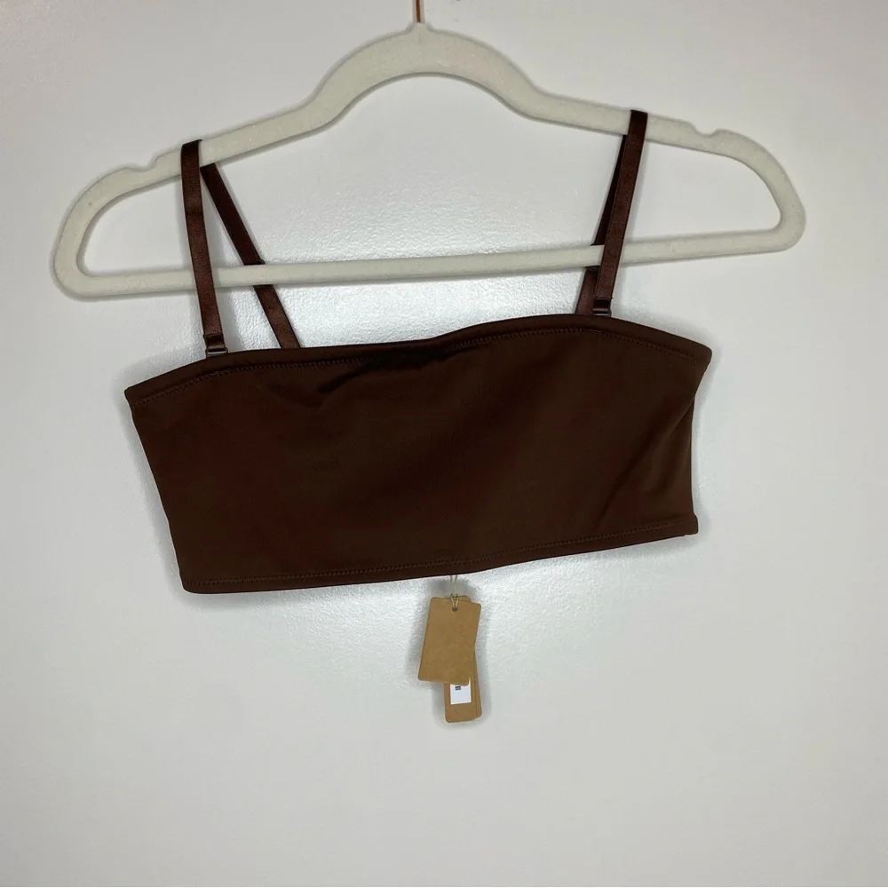 NEW!! SKIMS Shaping Swim Bandeau Bikini Top - Cocoa